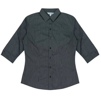 BLACK/SILVER - Henley Lady Shirt 3/4 Sleeve
