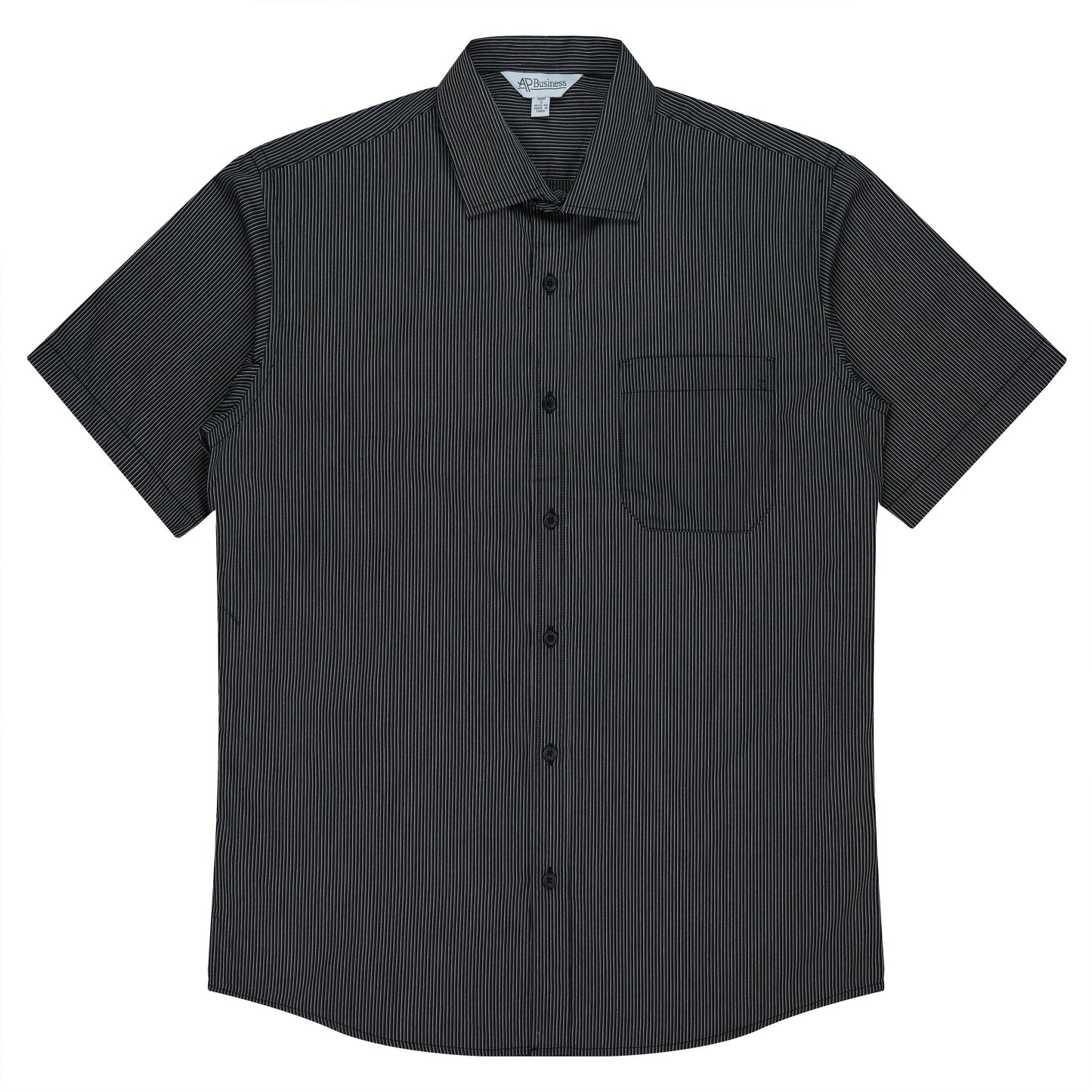 BLACK/SILVER - Henley Mens Shirt Short Sleeve