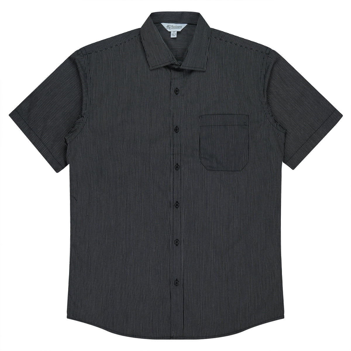 BLACK/SILVER - Henley Mens Shirt Short Sleeve