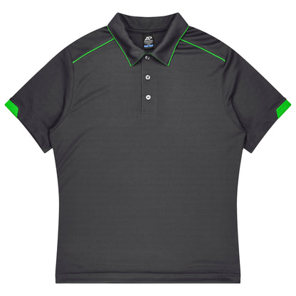 SLATE/HI VIZ GREEN - Currumbin Kids Polos
