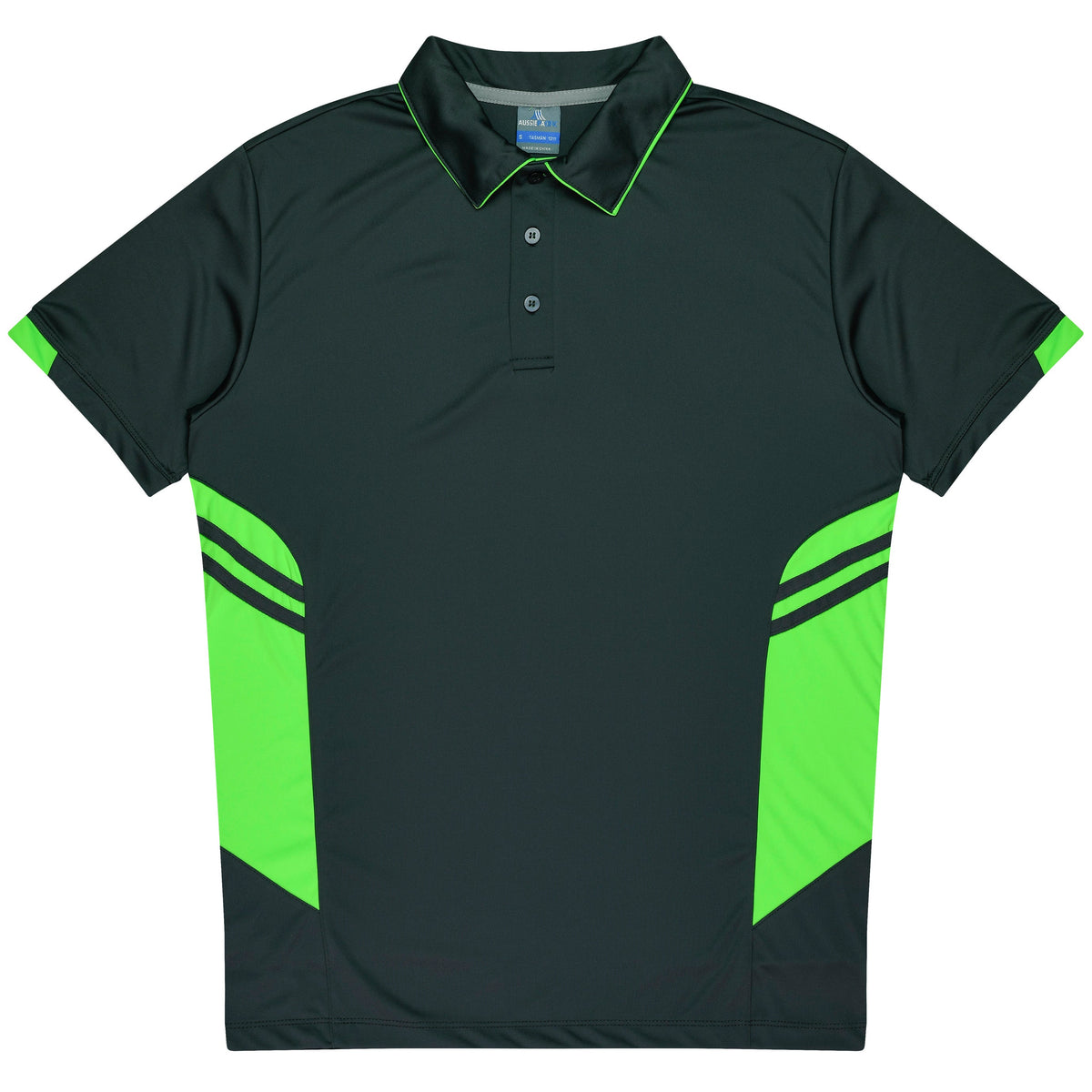 SLATE/NEON GREEN - Tasman Kids Polos