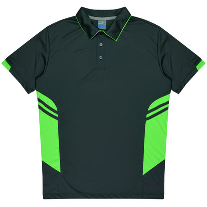 SLATE/NEON GREEN - Tasman Kids Polos