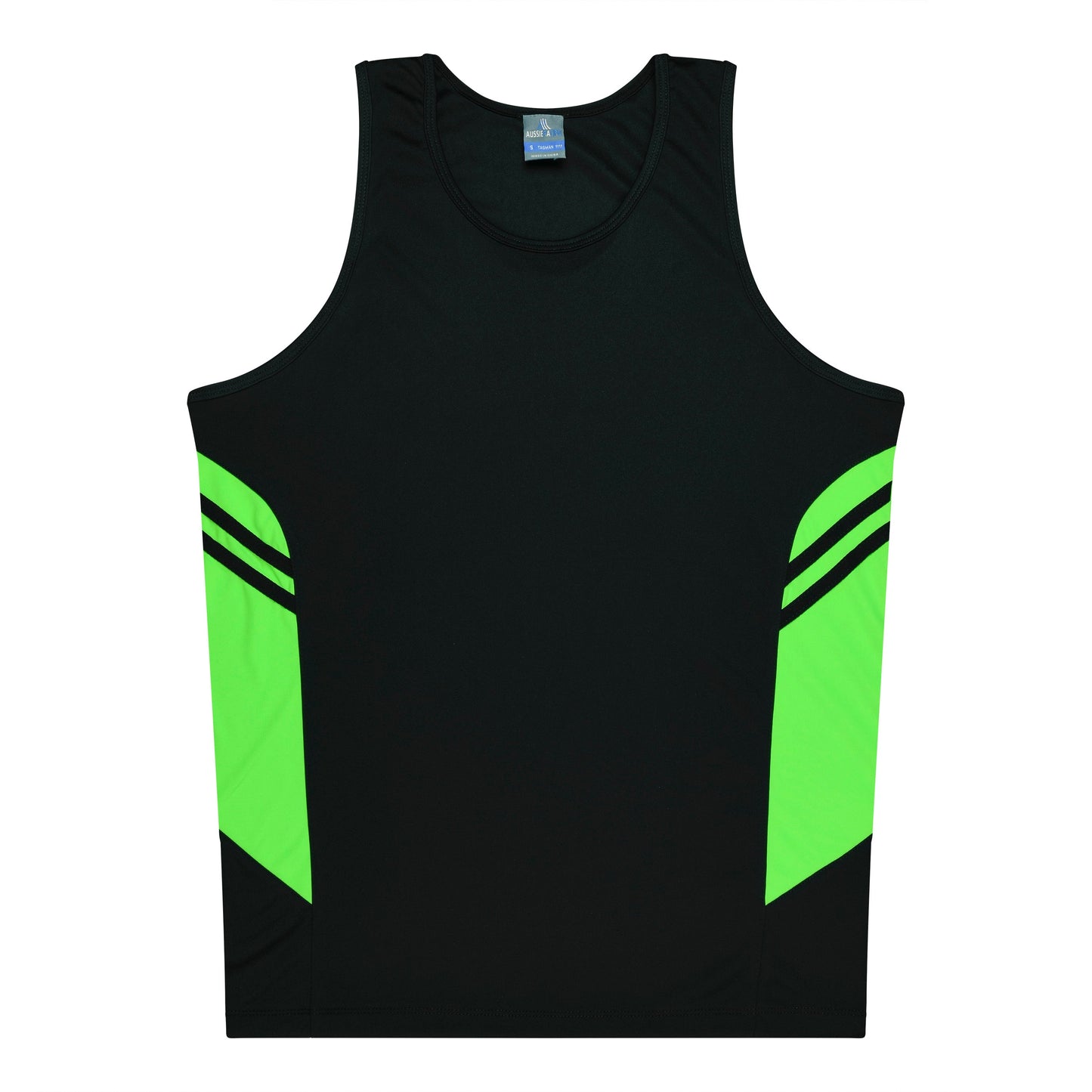 BLACK/NEON GREEN - Tasman Kids Singlets