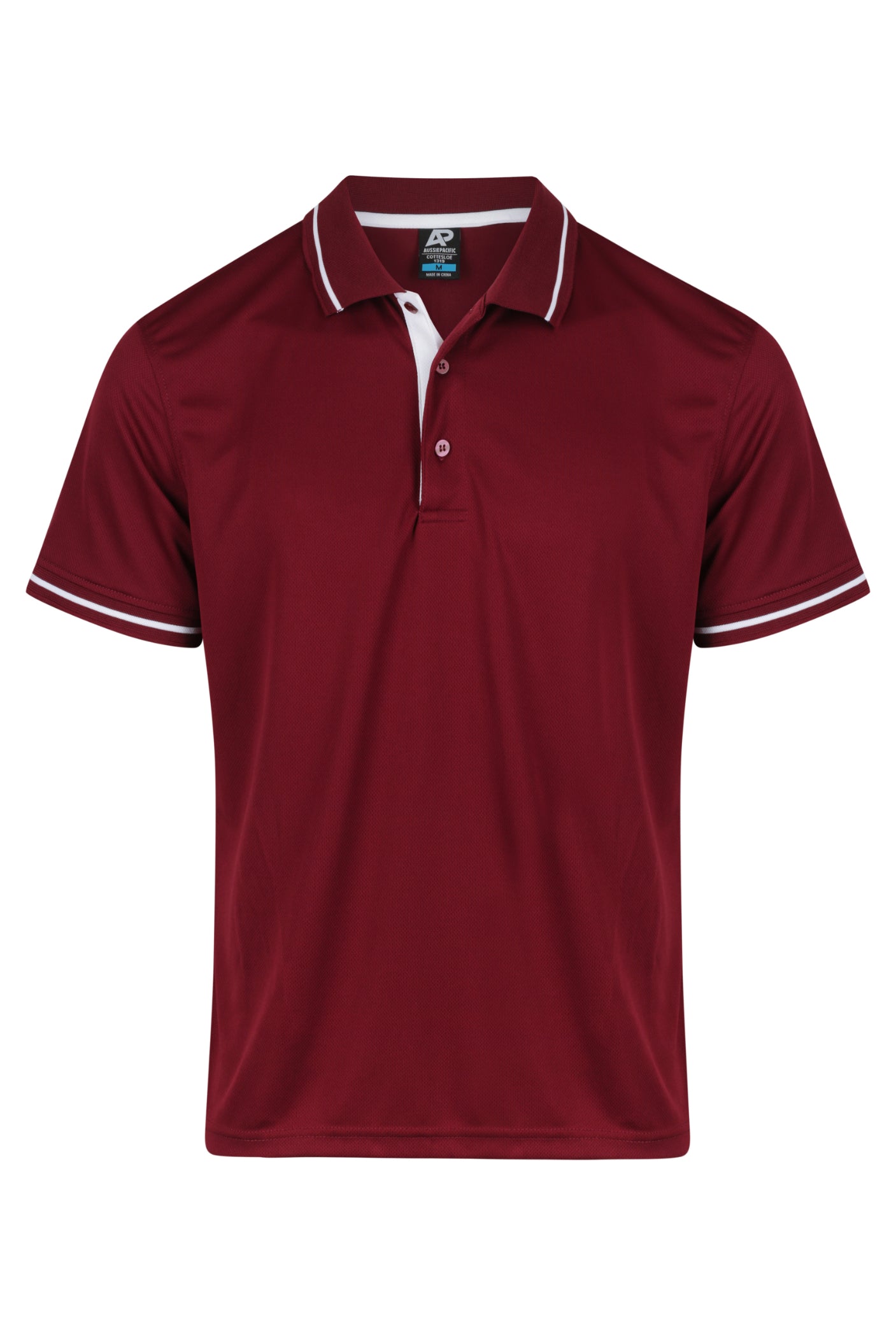 MAROON/WHITE - Cottesloe Mens Polos