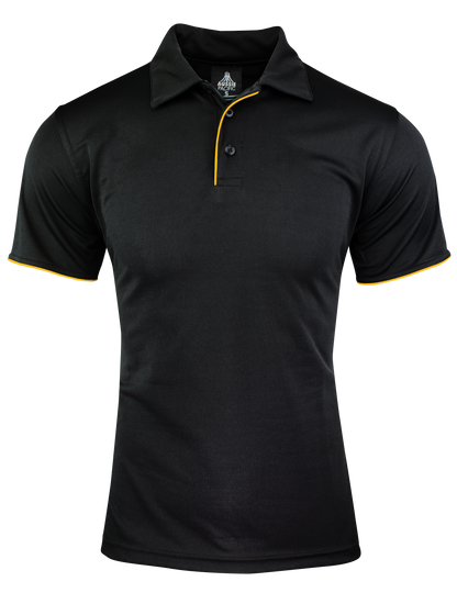 BLACK/GOLD - Yarra Mens Polos
