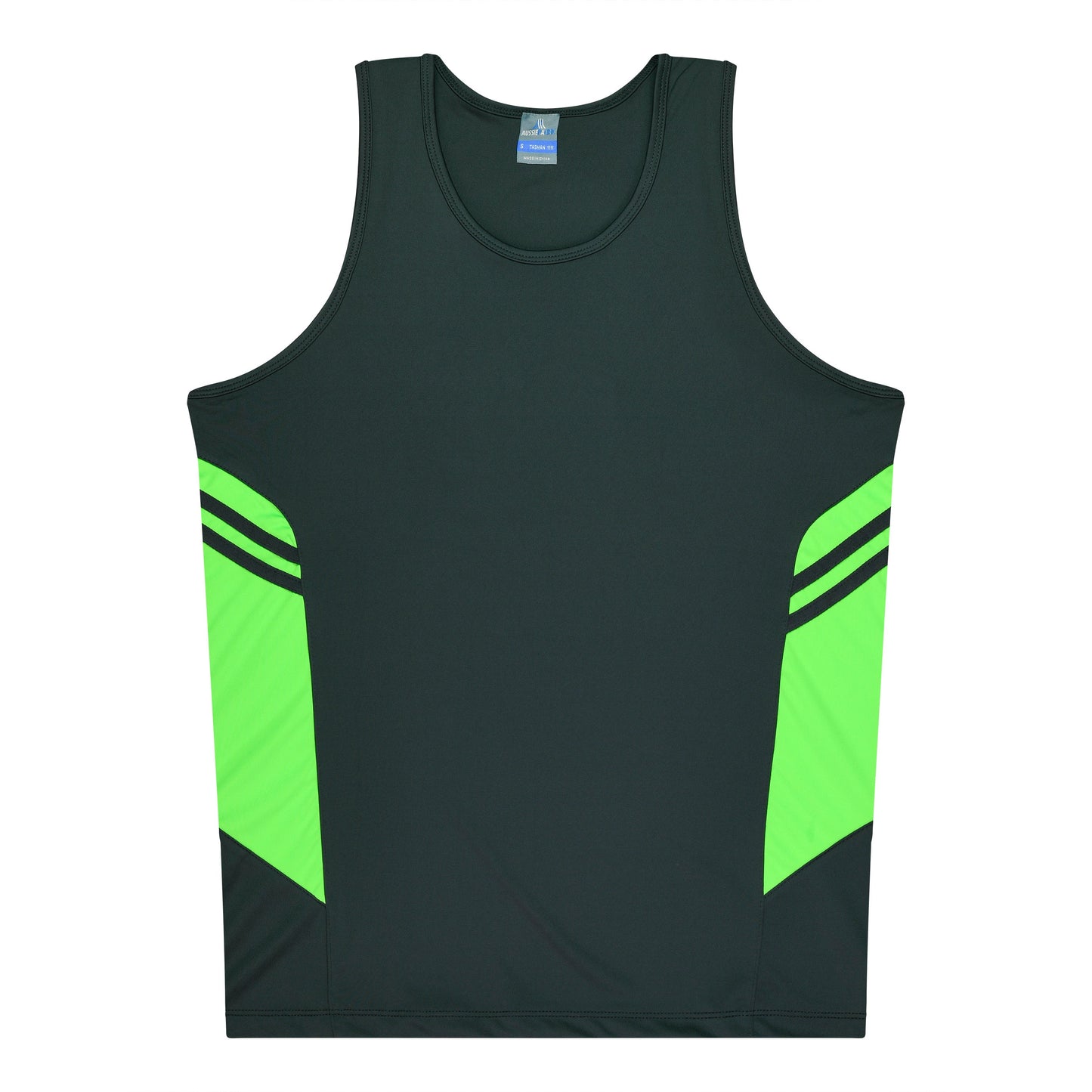 SLATE/NEON GREEN - Tasman Kids Singlets