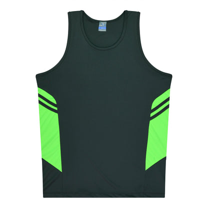 SLATE/NEON GREEN - Tasman Kids Singlets