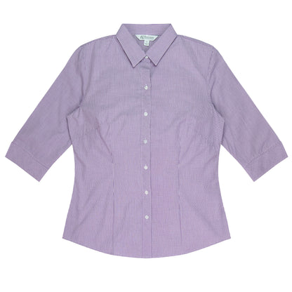 PURPLE/WHITE - Toorak Lady Shirt 3/4 Sleeve