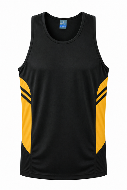 BLACK/GOLD - Tasman Mens Singlets