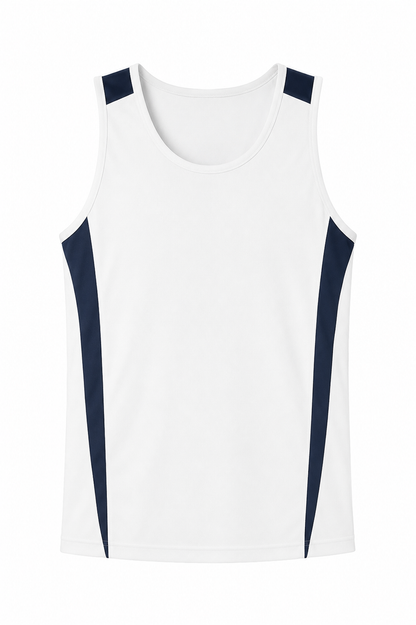 WHITE/NAVY - Eureka Mens Singlets