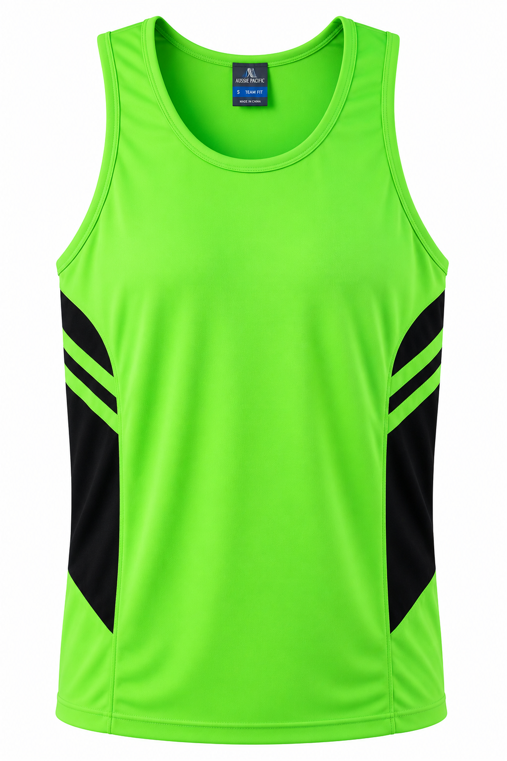 NEON GREEN/BLACK - Tasman Mens Singlets