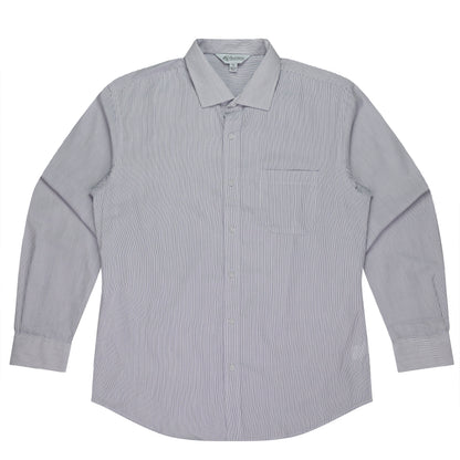 WHITE/PURPLE - Henley Mens Shirt Long Sleeve