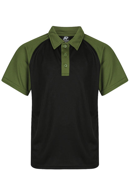 BLACK/ARMY GREEN - Manly Kids Polos