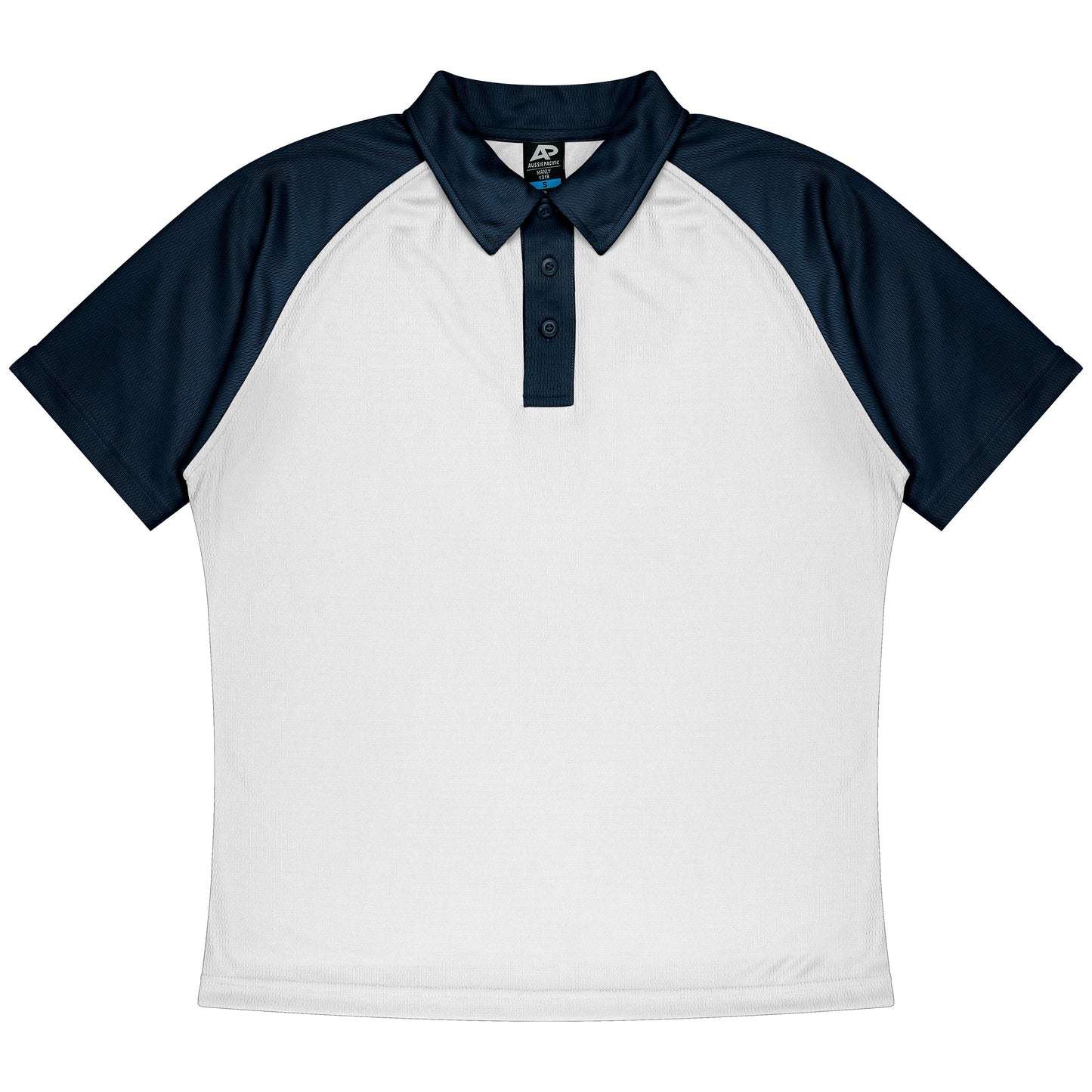 WHITE/NAVY - Manly Mens Polos