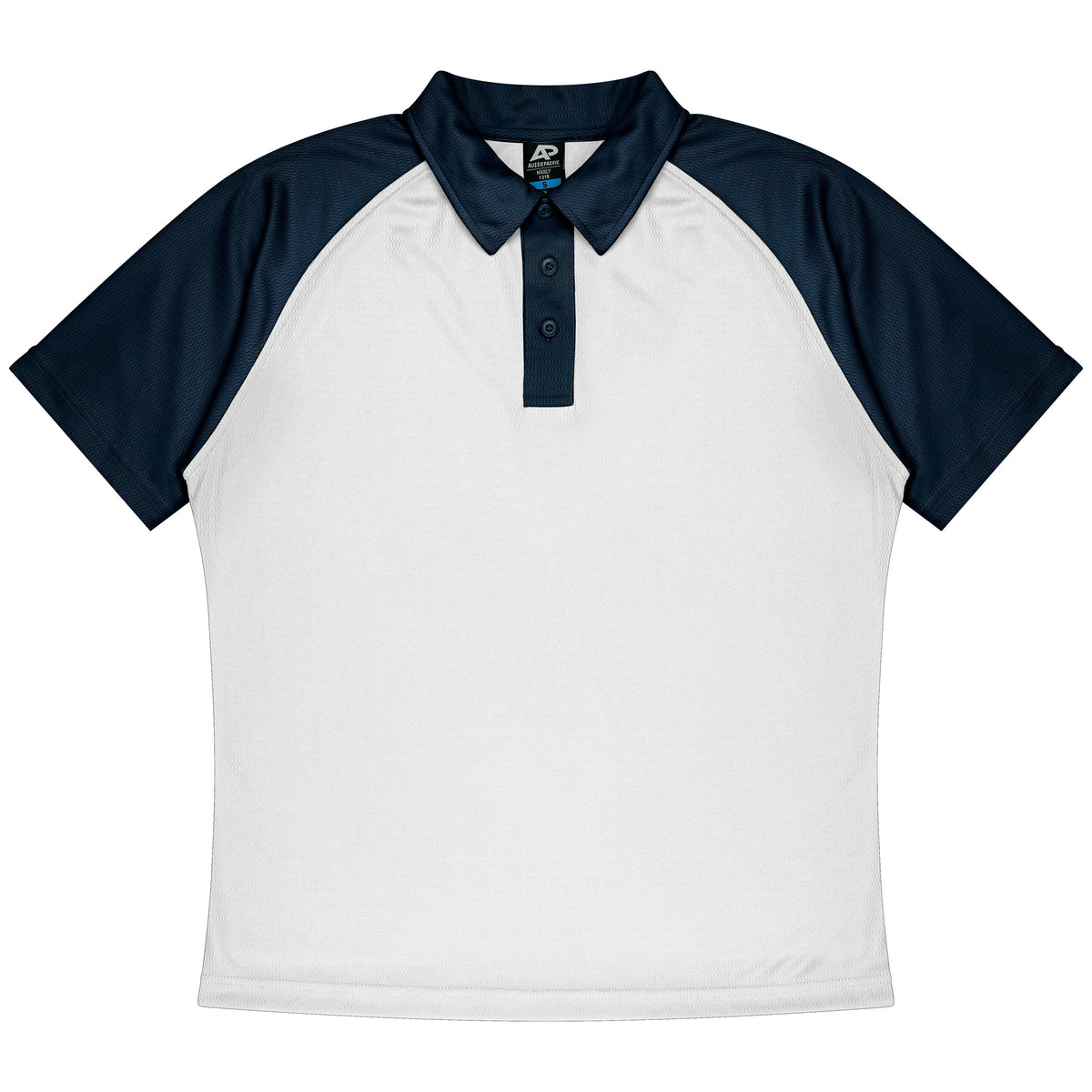 WHITE/NAVY - Manly Mens Polos
