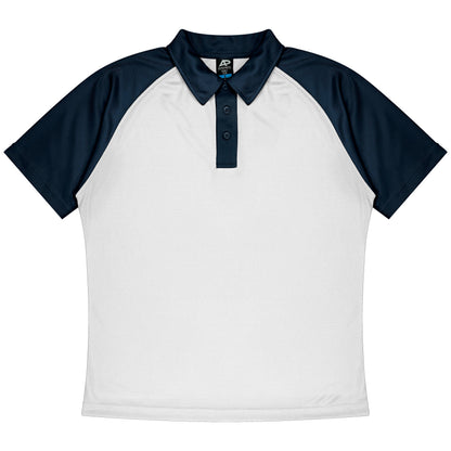 WHITE/NAVY - Manly Mens Polos