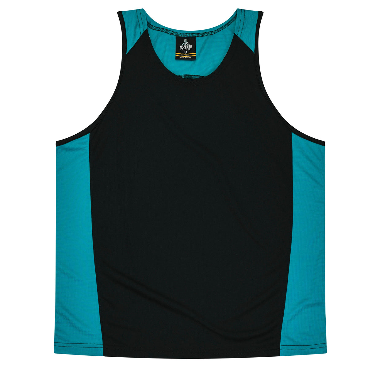 BLACK/TEAL - Premier Kids Singlets