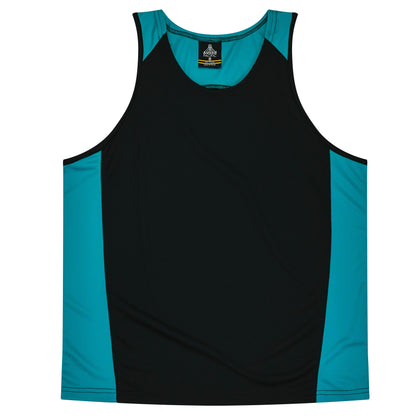 BLACK/TEAL - Premier Kids Singlets