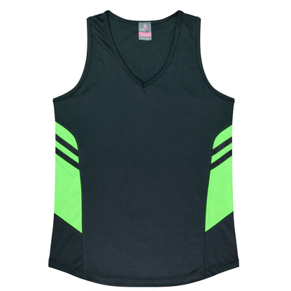 SLATE/NEON GREEN - Tasman Lady Singlets