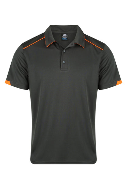 SLATE/HI VIZ ORANGE - Currumbin Mens Polos