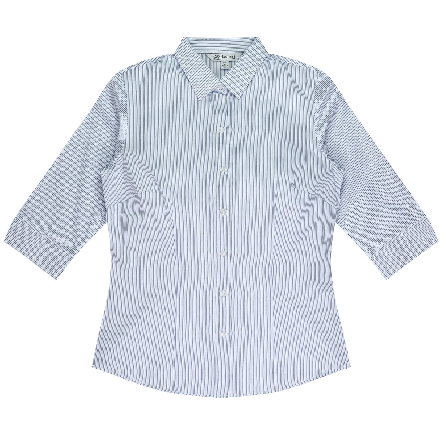WHITE/NAVY - Henley Lady Shirt 3/4 Sleeve