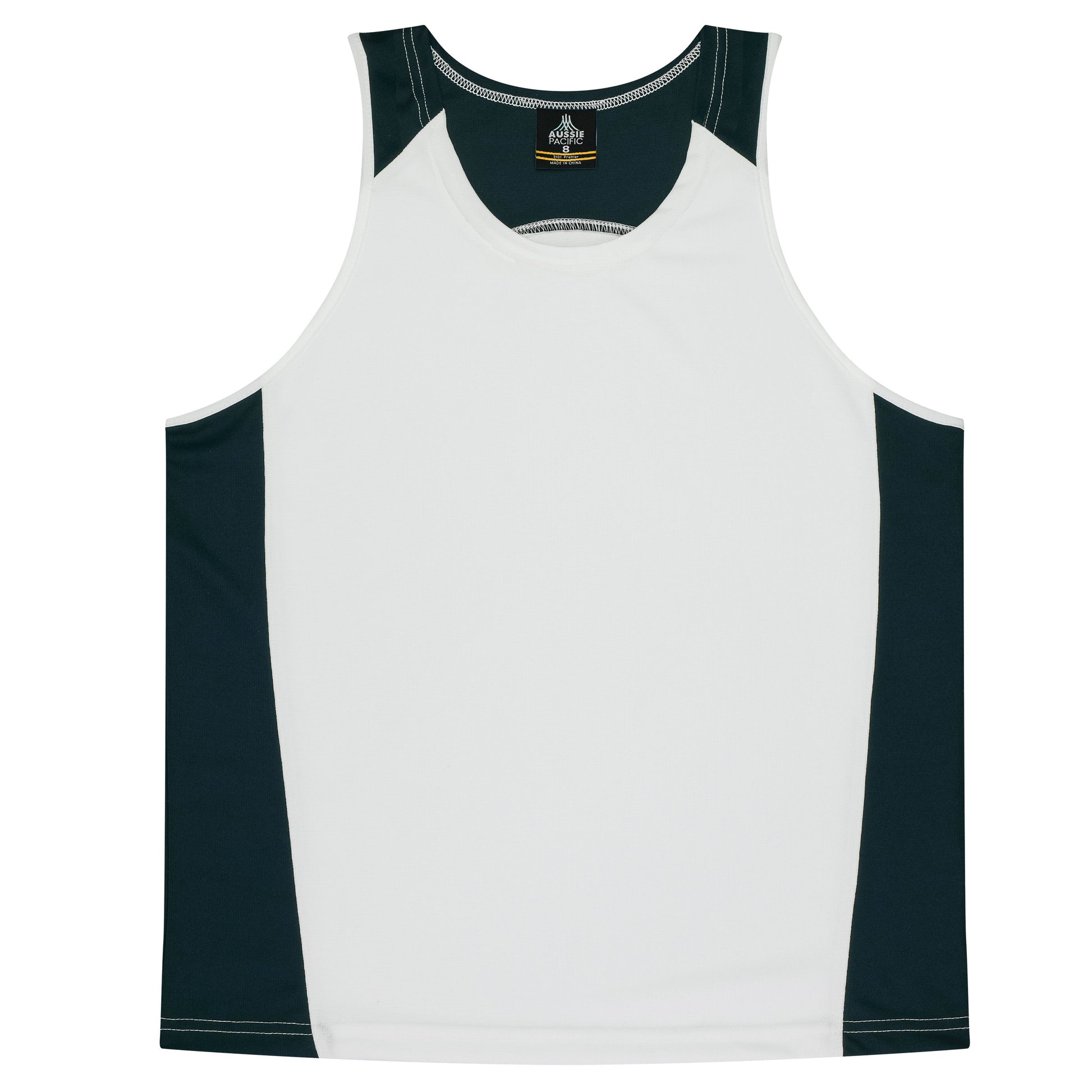 WHITE/NAVY - Premier Kids Singlets
