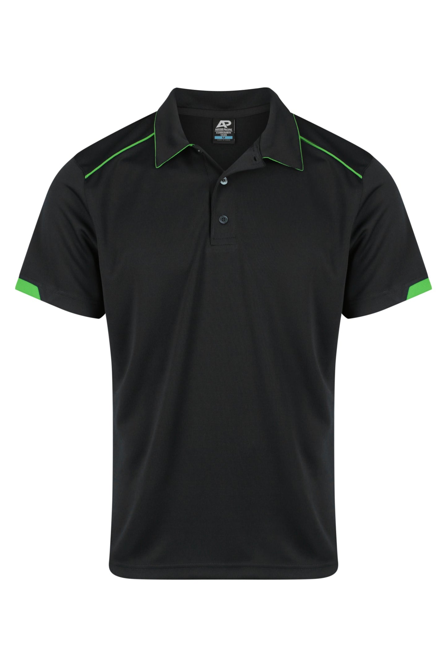 BLACK/KAWA GREEN - Currumbin Mens Polos