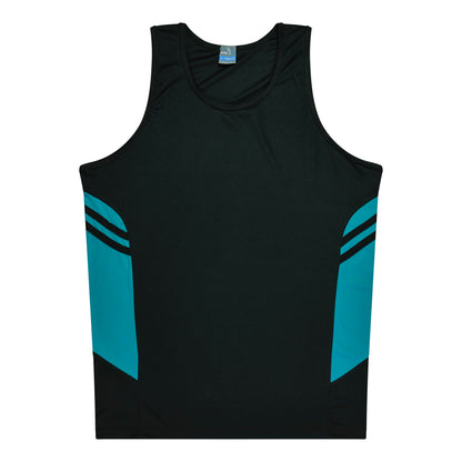 BLACK/TEAL - Tasman Kids Singlets