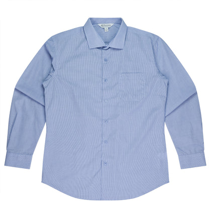 MID BLUE - Grange Mens Shirt Long Sleeve