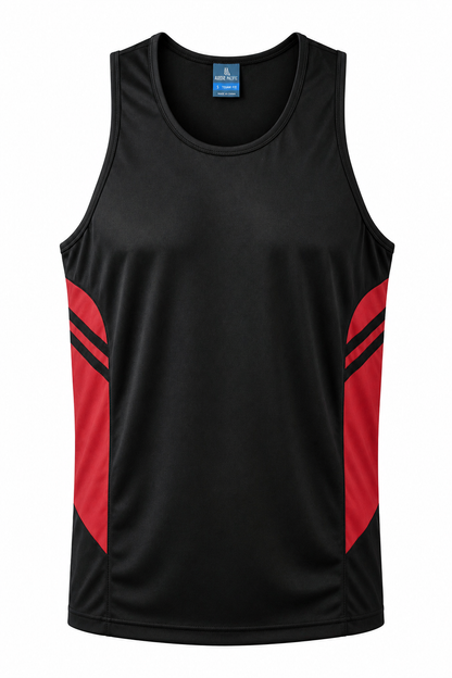 BLACK/RED - Tasman Mens Singlets