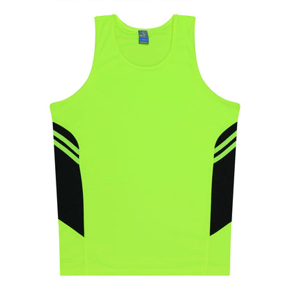 NEON YELLOW/BLACK - Tasman Kids Singlets