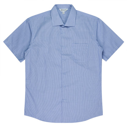 MID BLUE - Grange Mens Shirt Short Sleeve