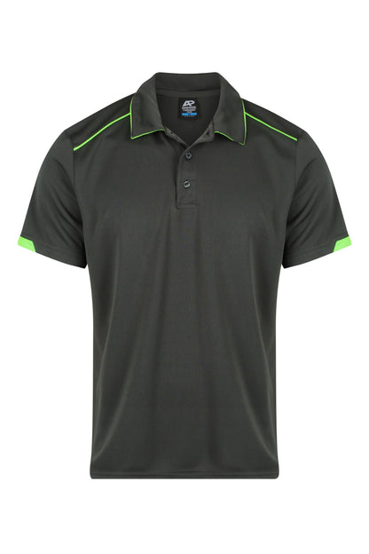 SLATE/HI VIZ GREEN - Currumbin Mens Polos