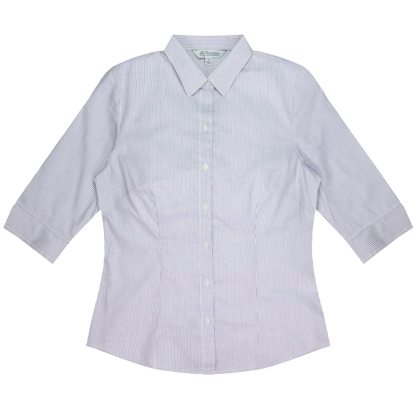 WHITE/PURPLE - Henley Lady Shirt 3/4 Sleeve
