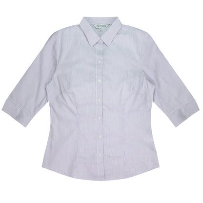 WHITE/PURPLE - Henley Lady Shirt 3/4 Sleeve