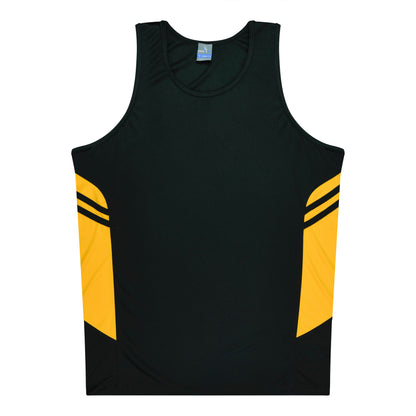 BLACK/GOLD - Tasman Kids Singlets