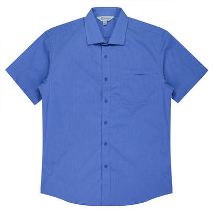 MID BLUE - Mosman Mens Shirt Short Sleeve