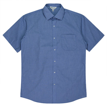 NAVY/WHITE - Toorak Mens Shirt Short Sleeve