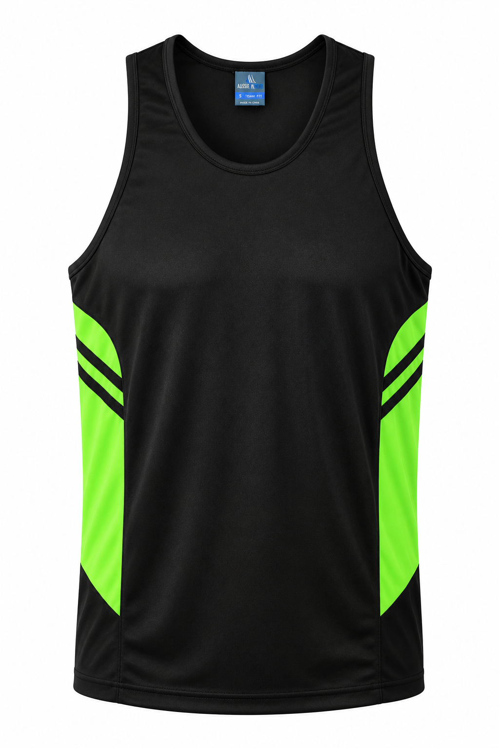 BLACK/NEON GREEN - Tasman Mens Singlets