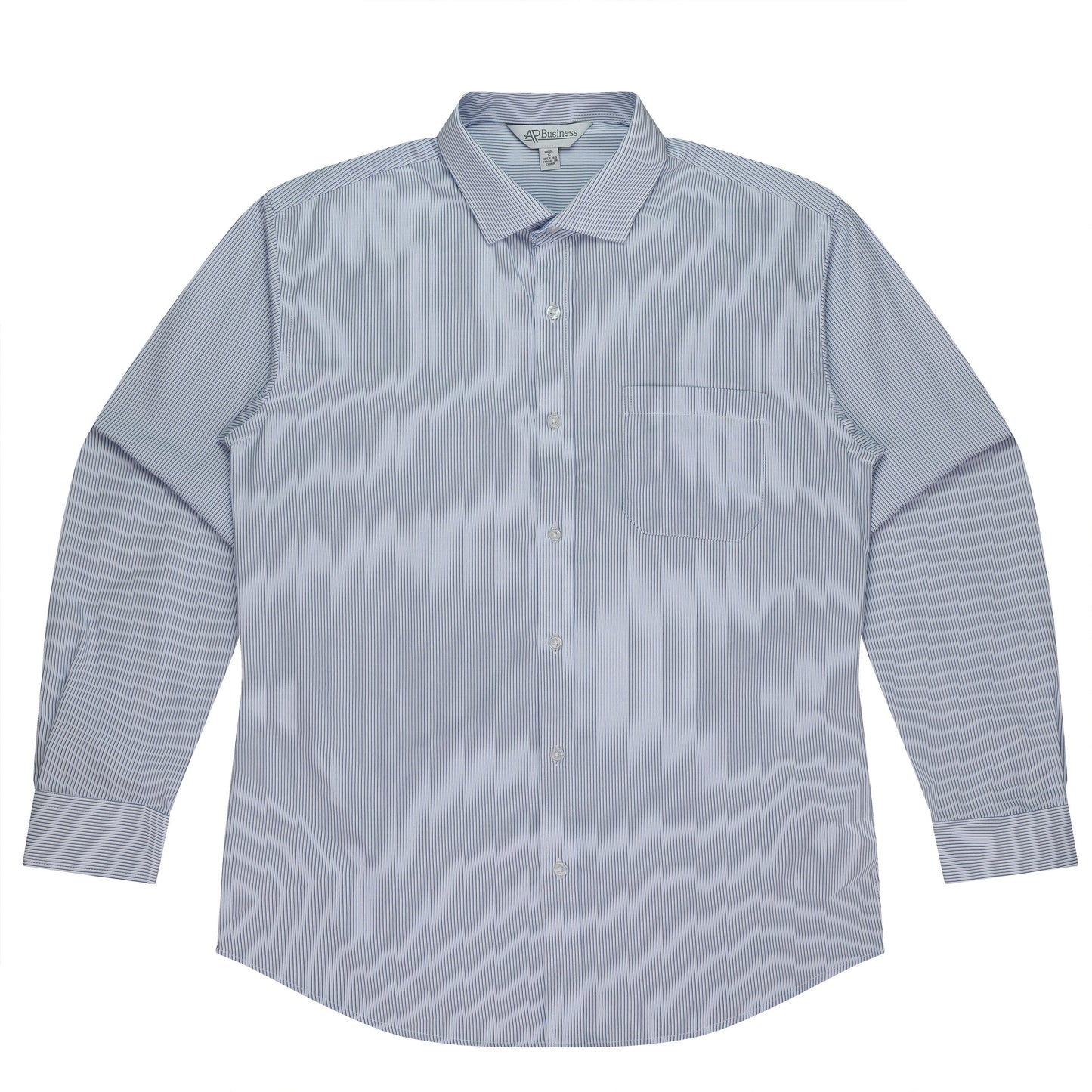 WHITE/NAVY - Henley Mens Shirt Long Sleeve