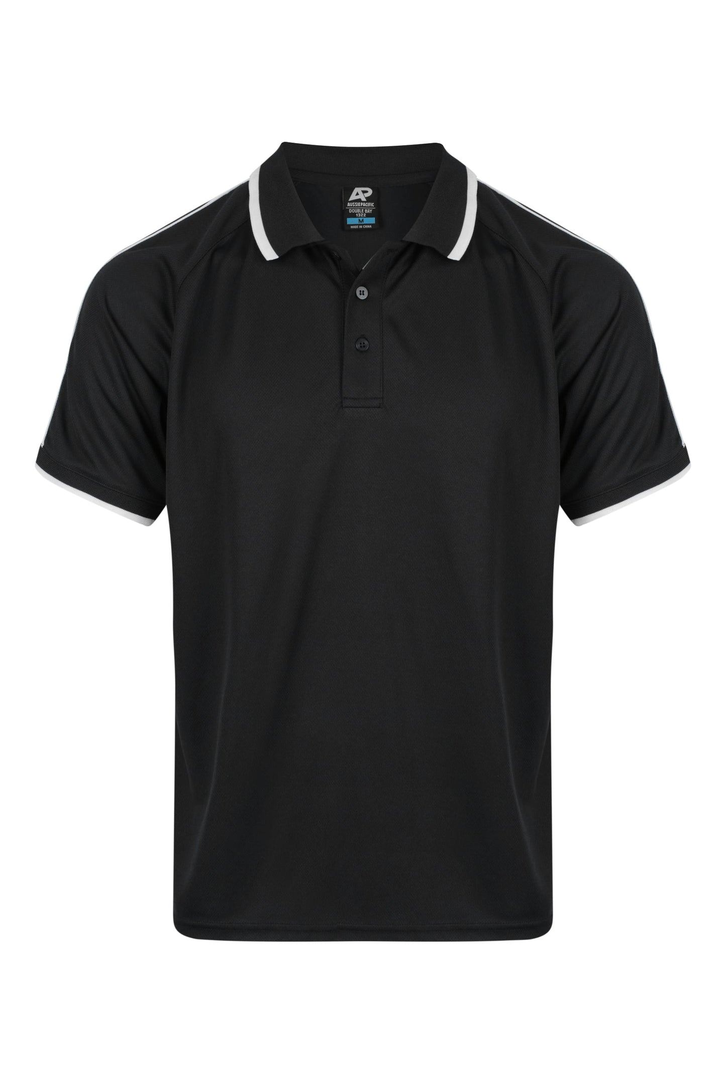 BLACK/WHITE - Double Bay Mens Polos
