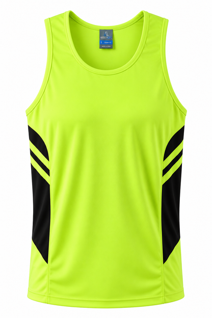 NEON YELLOW/BLACK - Tasman Mens Singlets