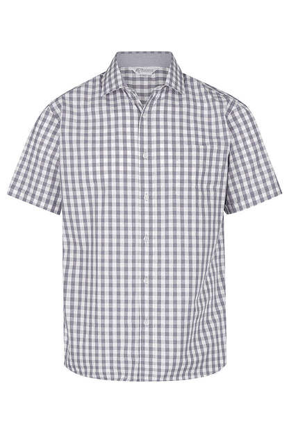 CHARCOAL/SILVER - Devonport Mens Shirt Short Sleeve