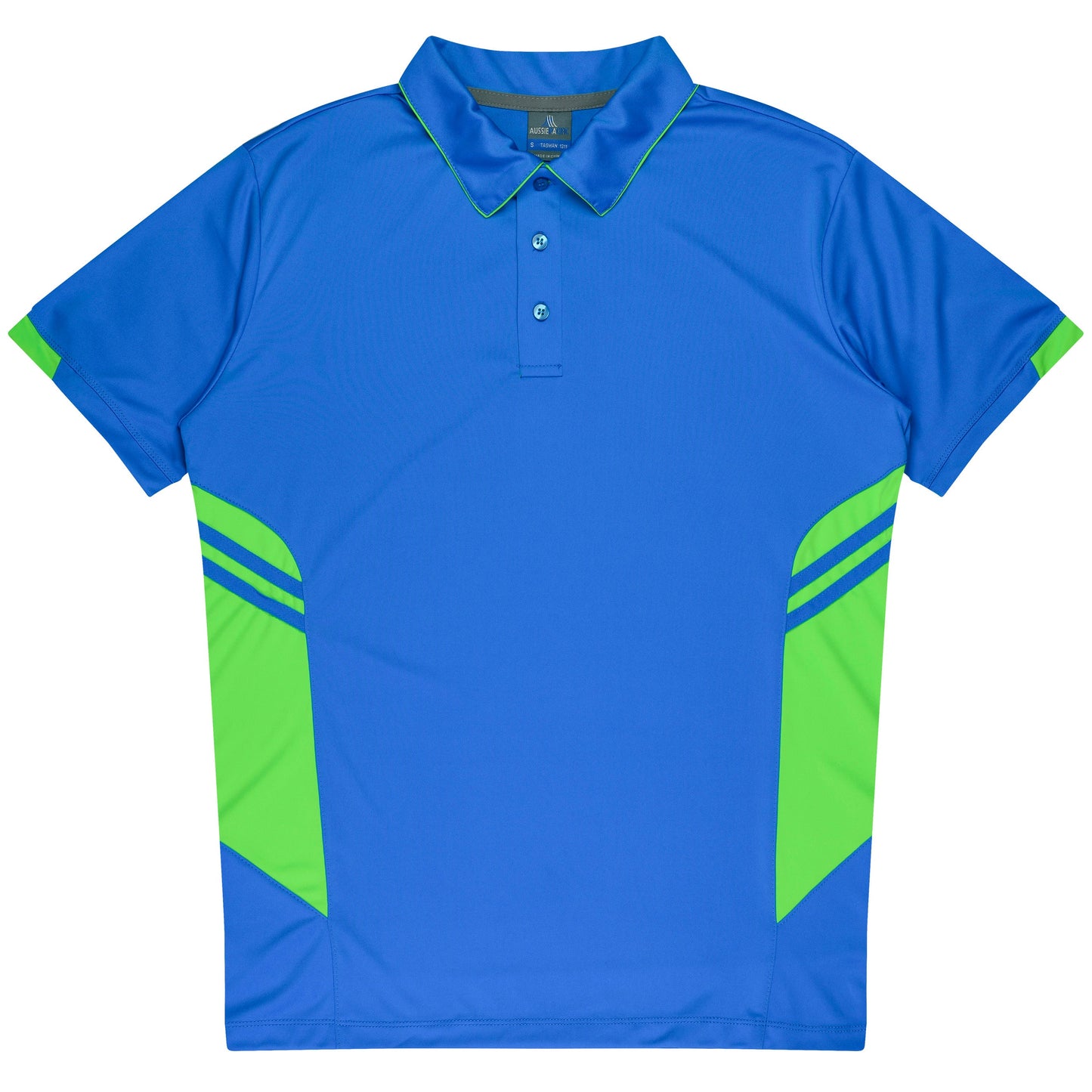 CYAN/NEON GREEN - Tasman Kids Polos
