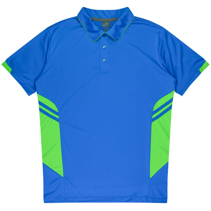 CYAN/NEON GREEN - Tasman Kids Polos