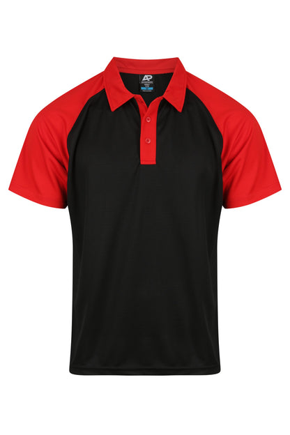 BLACK/RED - Manly Mens Polos
