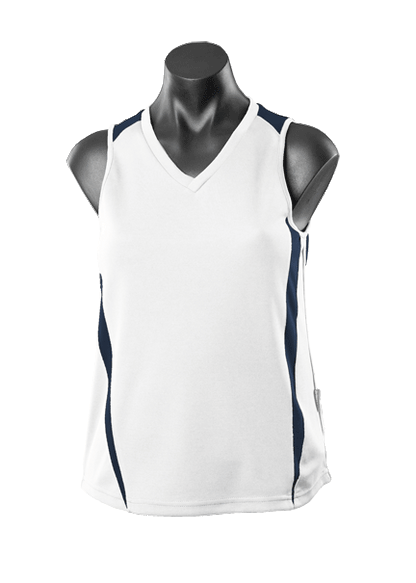 WHITE/NAVY - Eureka Lady Singlets
