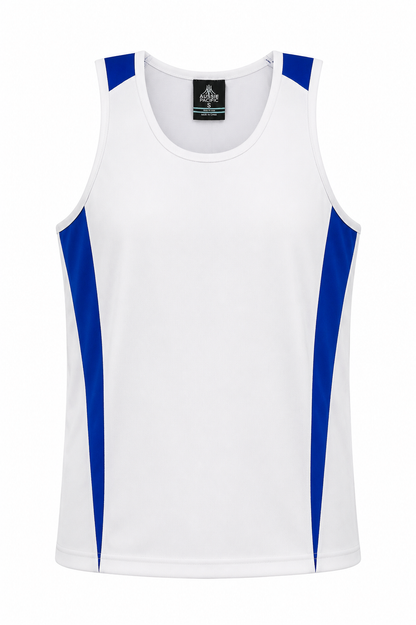 WHITE/ROYAL - Eureka Mens Singlets