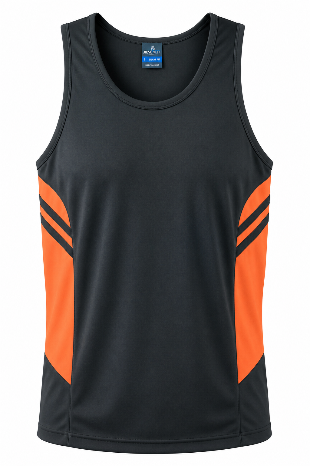 SLATE/NEON ORANGE - Tasman Mens Singlets