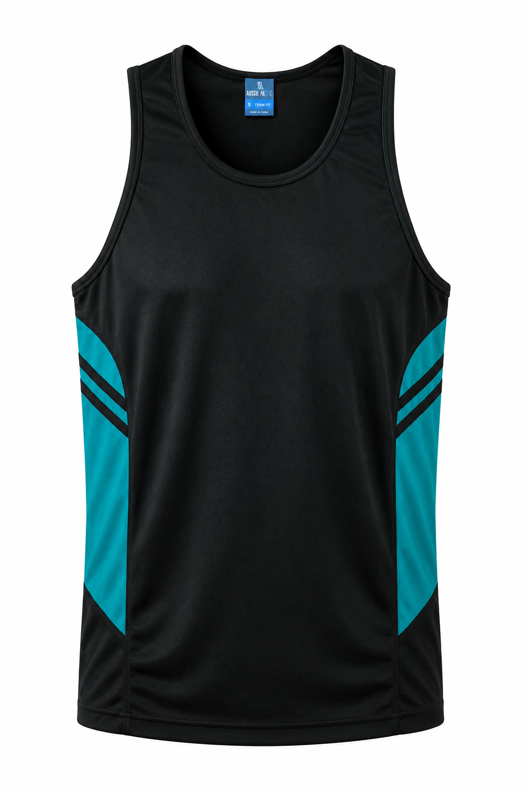 BLACK/TEAL - Tasman Mens Singlets